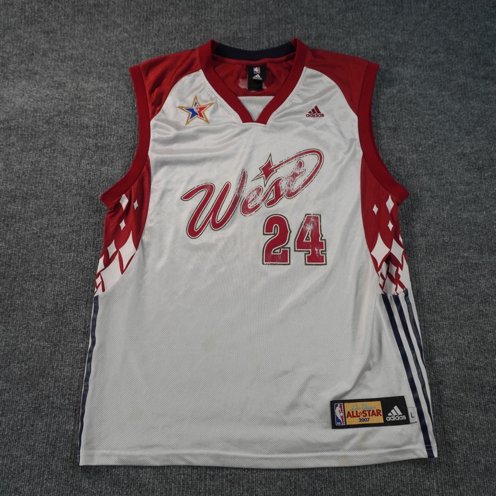 Adidas Basketball Jersey Mens L White 2007 NBA All-Star West 24 Kobe Bryant